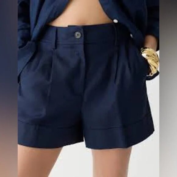 NWOT J. Crew Remi short in stretch linen blend, Navy, Size 10 - Picture 3 of 5